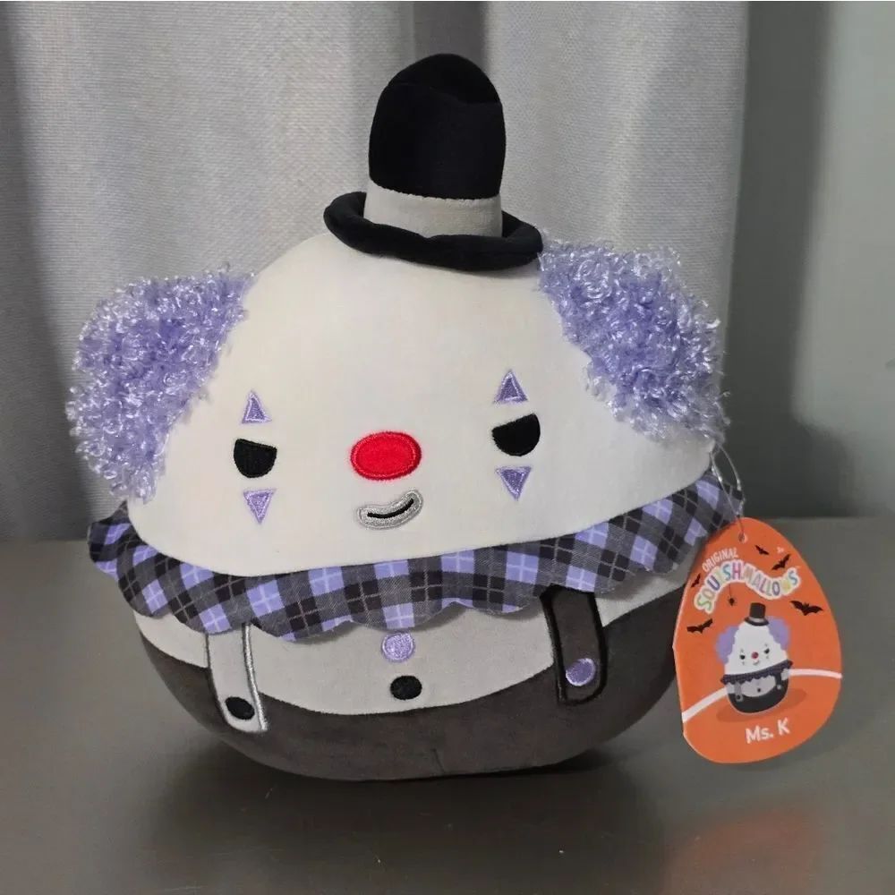 Squishmallows Official 8 inch Ms.βK the White Clown with Violet Hair plush toy
